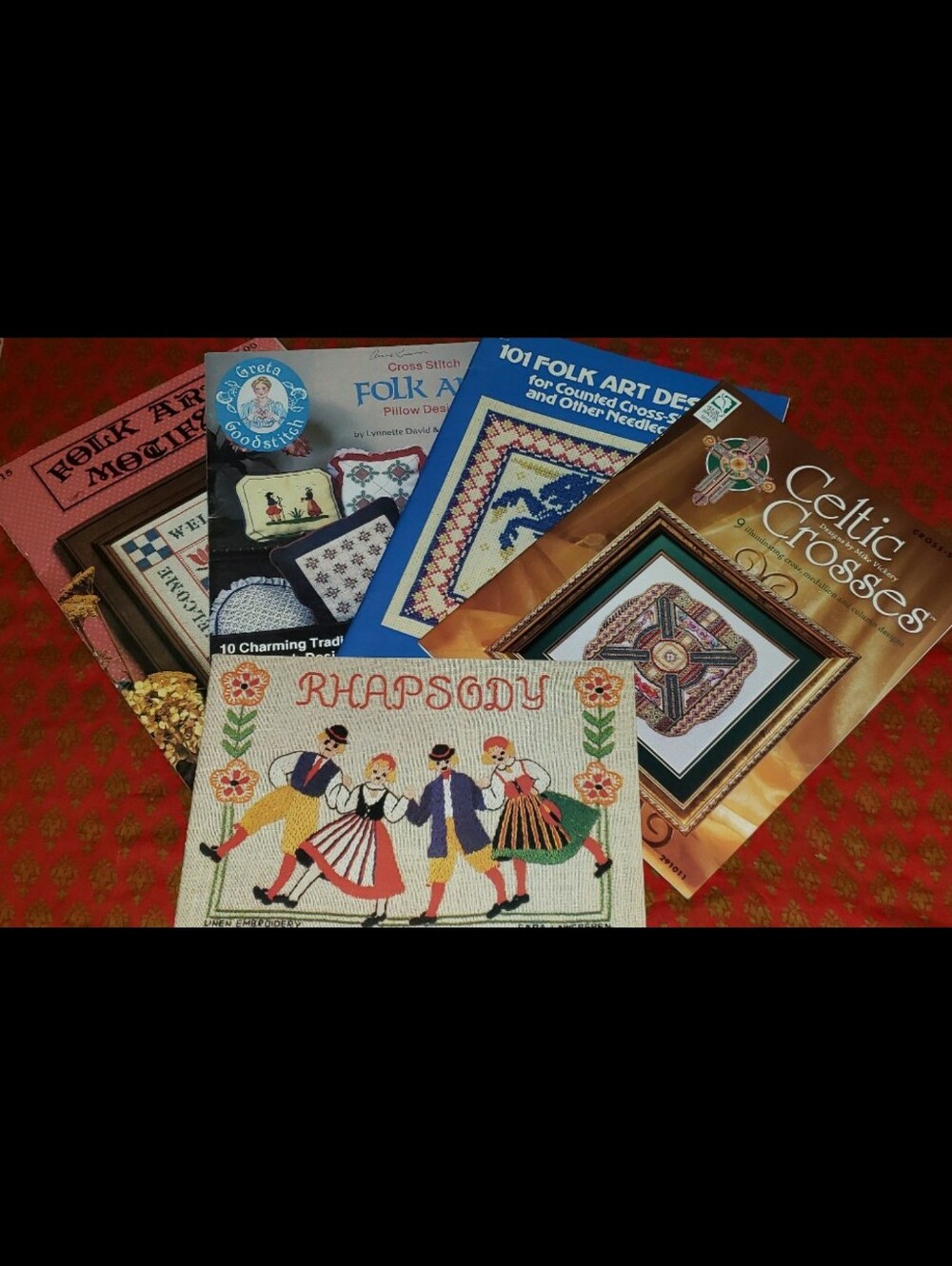 Folk Art, Celtic Crosses & Rhapsody Cross-Stitch Pattern LotLot Of Five (5)